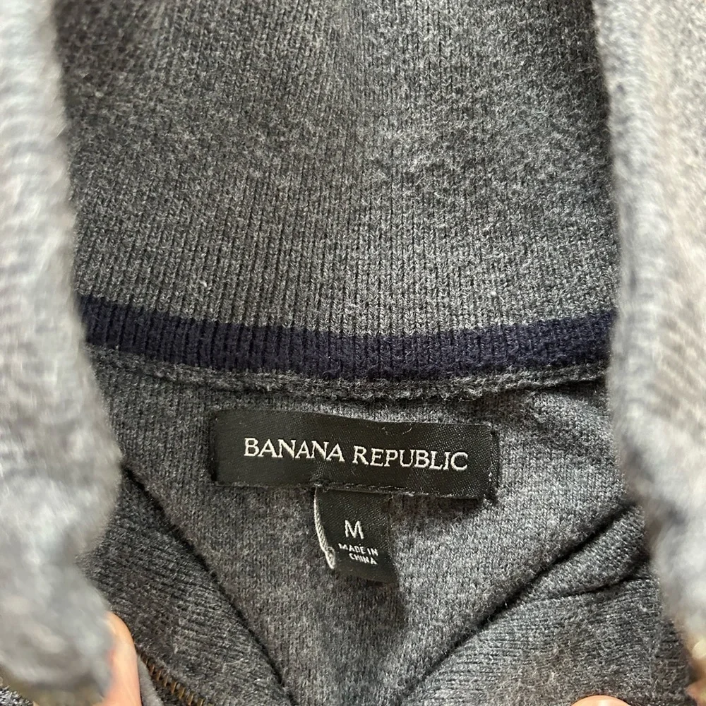 Banana Republic‎ Men’s Gray 1/4 Zip Pullover Sweater - Size Medium